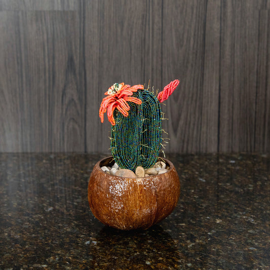 Dark Green French Beaded Cactus